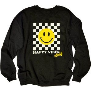 Smiley Face Checkerboard Happy Vibes Sweatshirt